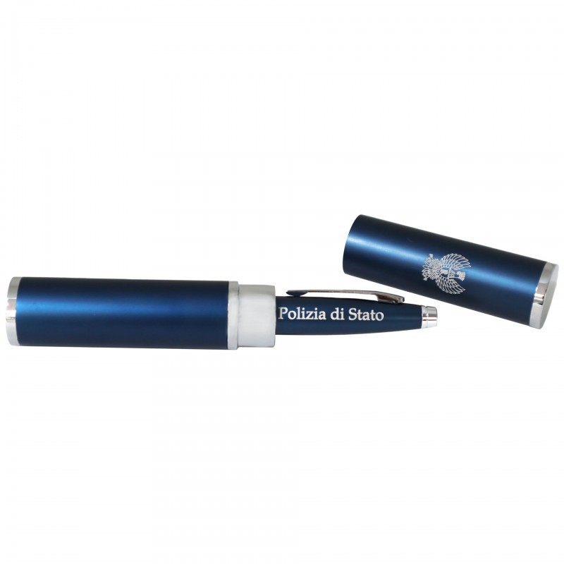 MINI PENNA BLU CON LOGO POLIZIA DI STATO INCISO