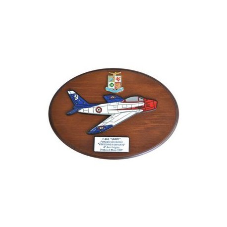 CREST ARALDICO AEREI F-86E SABRE CAVALLINO RAMPANTE PRATICA DI MARE 1957 AERONAUTICA MILITARE MIS CM 22,5 X 17,5