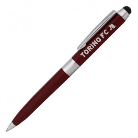 PENNA TOUCH CON CLIP IN METALLO FUSTO BORDEAUX TORINO FC CON TUBO TRASPARENTE