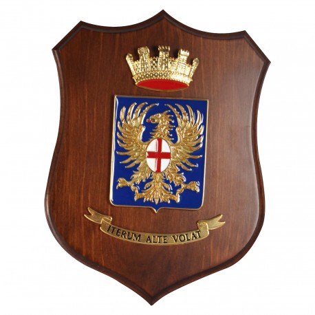 CREST ARALDICO CON STEMMA SCUOLA MILITARE TEULIE' 22,5X17,5 CM ESERCITO