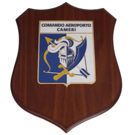 CREST IN METALLO SMALTATO BASE LEGNO CL3 22 X 17 CM COM AEROPORTO CAMERI