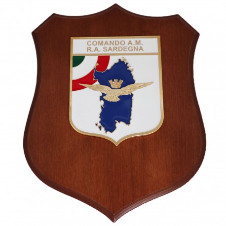 CREST IN METALLO SMALTATO BASE LEGNO CL3 22 X 17 CM COMANDO RA SARDEGNA