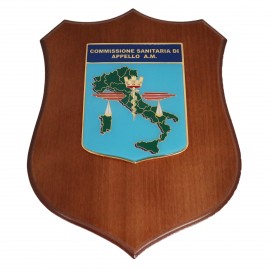 CREST IN METALLO SMALTATOBASE LEGNO CL3 22 X 17 CM COMMISSIONE SANITARIA DI APPELLO