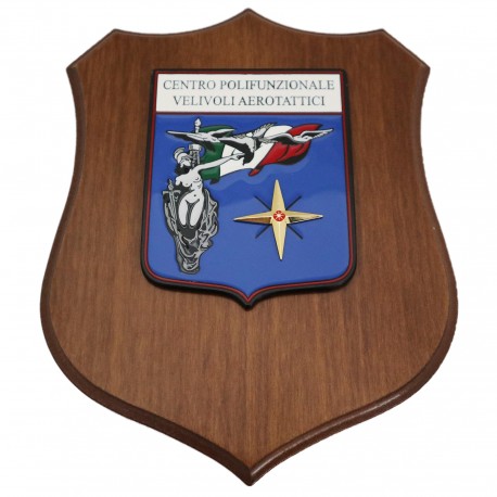 CREST IN METALLO SMALTATO BASE LEGNO CL3 22,50 X 17,50 CM CENTRO POLIFUNZIONALE VELIVOLI AEROTATTICI