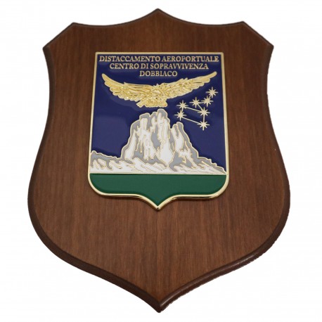 CREST IN METALLO SMALTATO BASE LEGNO CL3 22,50 X 17,50 CM DISTACCAMENTO AEROPORTUALE C.S.