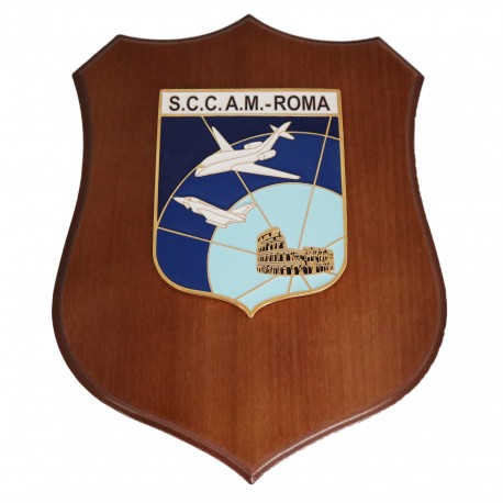 CREST IN METALLO SMALTATO BASE LEGNO CL3 22 X 17 CM SCCAM ROMA