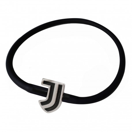 BRACCIALE IN SILICONE NERO LOGO JUVENTUS SAGOMATO