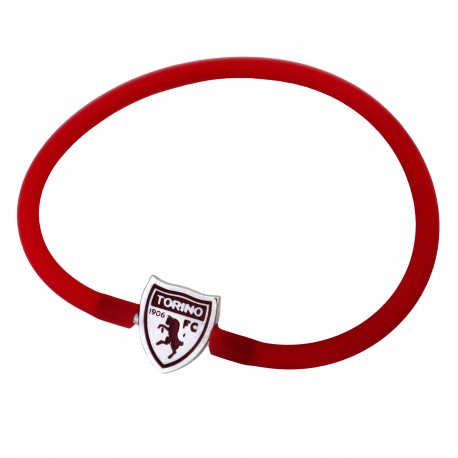 BRACCIALE IN SILICONE ROSSO PIASTRINA LOGO TORINO FC