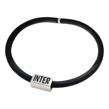 BRACCIALE IN SILICONE NERO SCRITTA INTER IN NERO E BLU