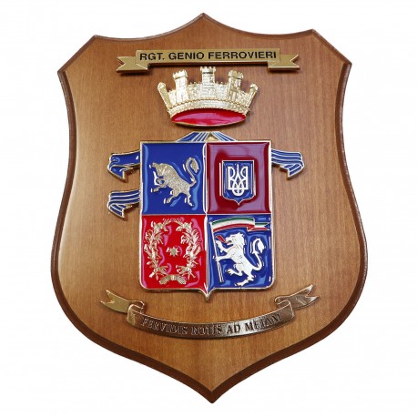 CREST ARALDICO RGT. GENIO FERROVIERI ESERCITO ITALIANO MIS CM 22,5 X 17,5