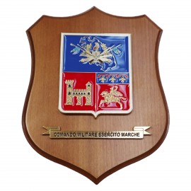 CREST IN METALLO SMALTATO LEGNO CL3 22 X 17 CM COMANDO MIL EI MARCHE