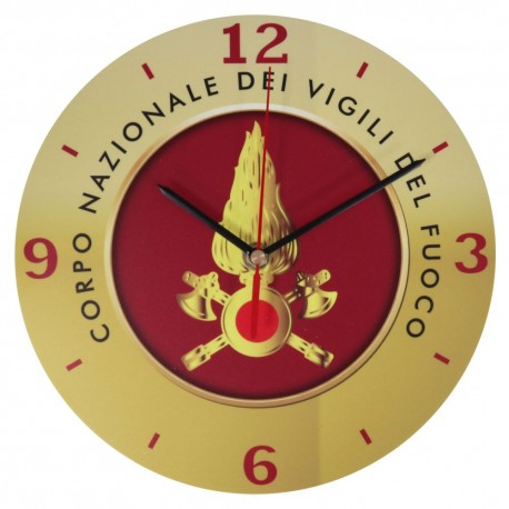 OROLOGIO DA PARETE IN PLEXI VIGILI DEL FUOCO DIAMETRO 24 CM