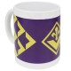 TAZZA IN CERAMICA LOGO FIORENTINA CON TEXTURE V VIOLA E GIALLO