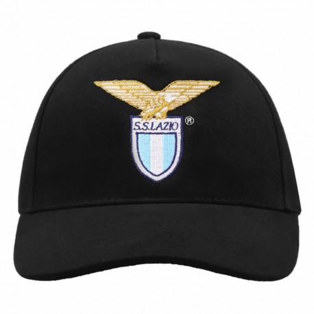 CAPPELLO NEROCON VISIERA RICAMATO SS LAZIO