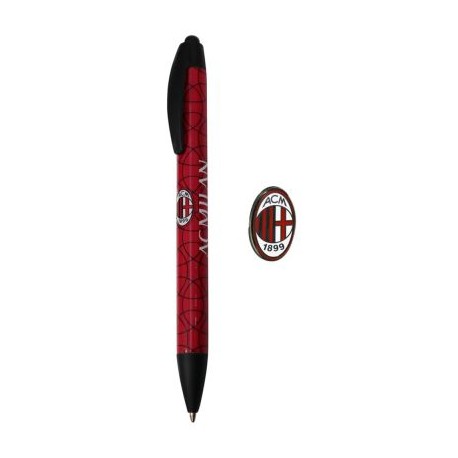 SET PENNA PLASTICA E DISTINTIVO LOGO UFFICIALE MILAN