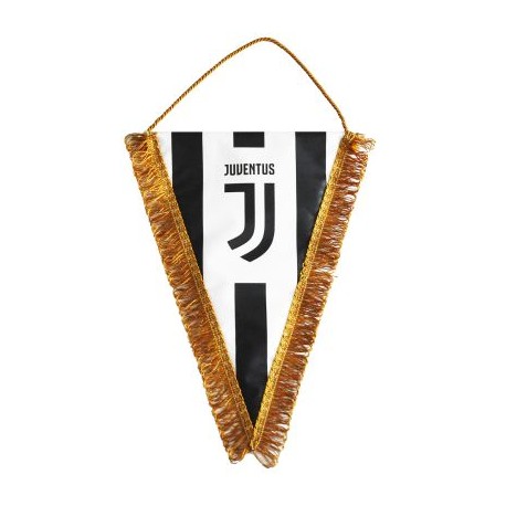 GAGLIARDETTO TRIANGOLARE GRANDE 25X35 CM RIGHE E LOGO UFFICIALE JUVENTUS