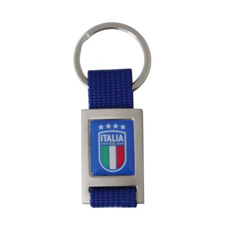 PORTACHIAVI IN METALLO E STOFFA BLU FIGC