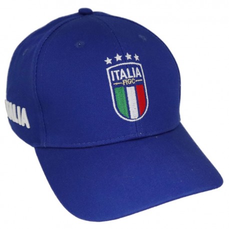 CAPPELLINO IN COTONE BLU RICAMATO MODELLO BASEBALL CON VISIERA CURVA