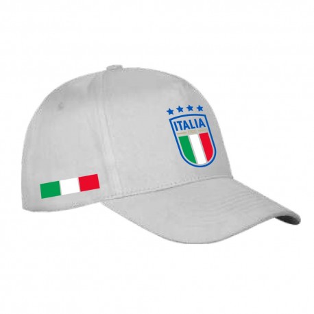 CAPPELLINO IN COTONE BIANCO RICAMATO MODELLO BASEBALL CON VISIERA CURVA