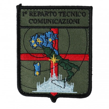 PATCH DISTINTIVO RICAMATO CON VELCRO 75X60 MM 1° REPARTO TECNICO COMUNICAZIONI