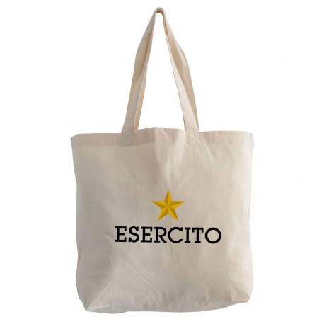 ORGANIC COTTON SHOPPER, 35X32X12 CM, 16 LT LOGO COLORATO ESERCITO