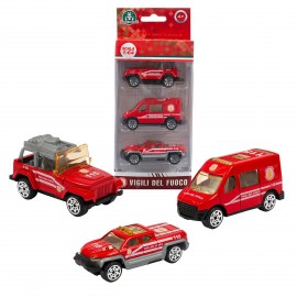 CONFEZIONE 3 VEICOLI DIE CAST SCALA 1:64 MODELLO 1 VIGILI DEL FUOCO