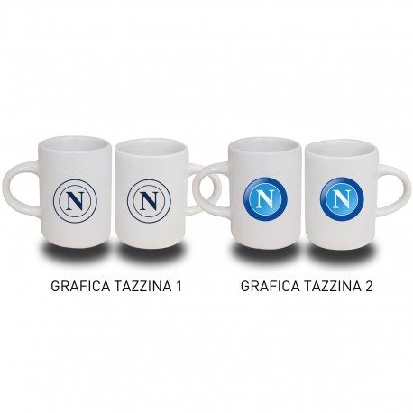 SET 2 TAZZINE IN CERAMICA CON STAMPA BIFACCIALE LOGO NERO E LOGO OLD