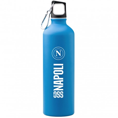 BORRACCIA CELESTE IN ALLUMINIO 800 ML CON SCRITTA SSC NAPOLI BIANCA E LOGO BIANCO