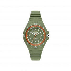 OROLOGIO CON CASSA IN PLASTICA D.34mm MOVIMENTO JAPAN Y121 F CINTURINO VERDE IN SILICONE