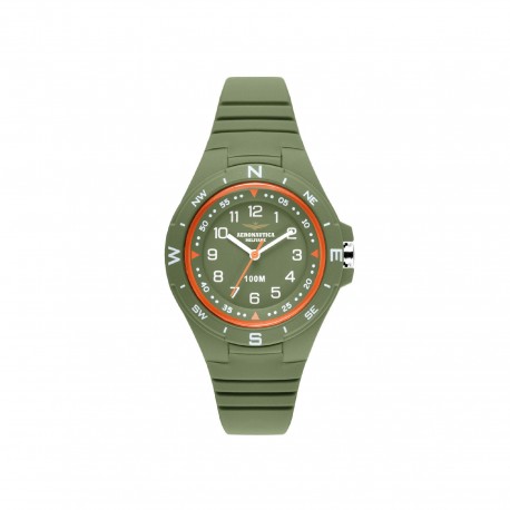 OROLOGIO CON CASSA IN PLASTICA D.34mm MOVIMENTO JAPAN Y121 F CINTURINO VERDE IN SILICONE