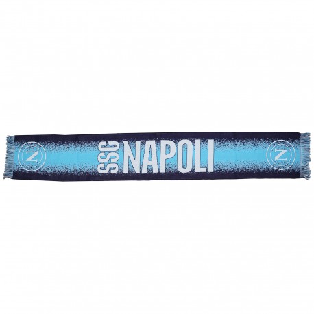 SCIARPA JACQUARD SSC NAPOLI SFUMATA ORIZZONTALE BLU E AZZURRO