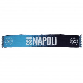 SCIARPA JACQUARD SSC NAPOLI META' BLU E META' AZZURRA