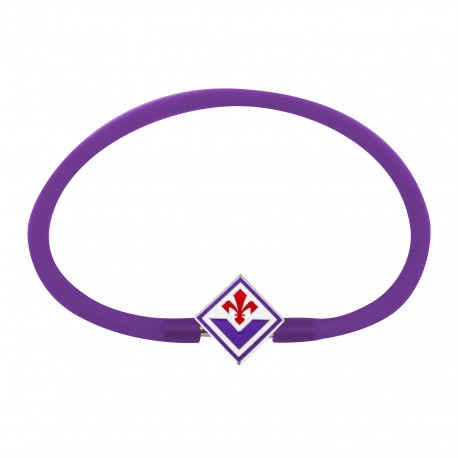 BRACCIALE IN CORDA VIOLA E LOGO ACCIAIO FIORENTINA