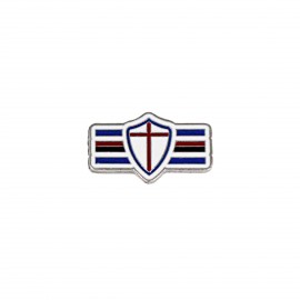 DISTINTIVO IN METALLO STAMPATO LOGO SCUDO A RIGHE SAMPDORIA