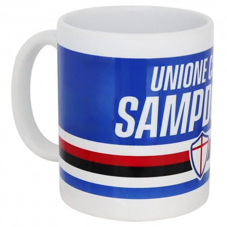 TAZZA MUG IN CERAMICA CON INTERNO BIANCO LOGO SCUDO CON RIGHE SAMPDORIA