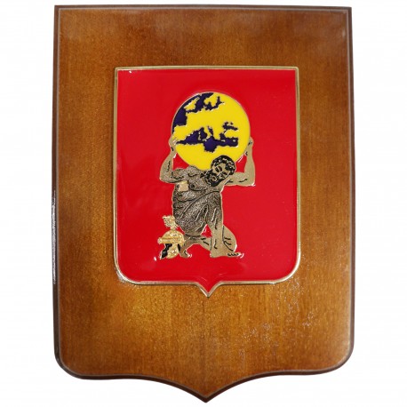 CREST IN METALLO SMALTATO BASE LEGNO 21X16CM COM.FORZE OPERATIVE TERR.